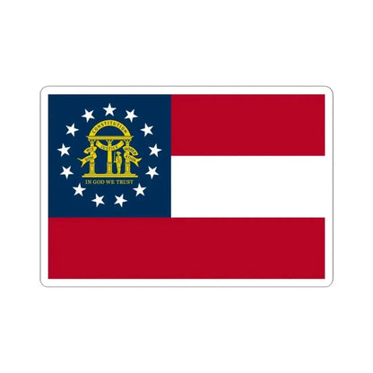 Flag of Georgia U.S. state 3-2 (United States) STICKER Vinyl Kiss-Cut Decal 4 Inch White - The Sticker Space