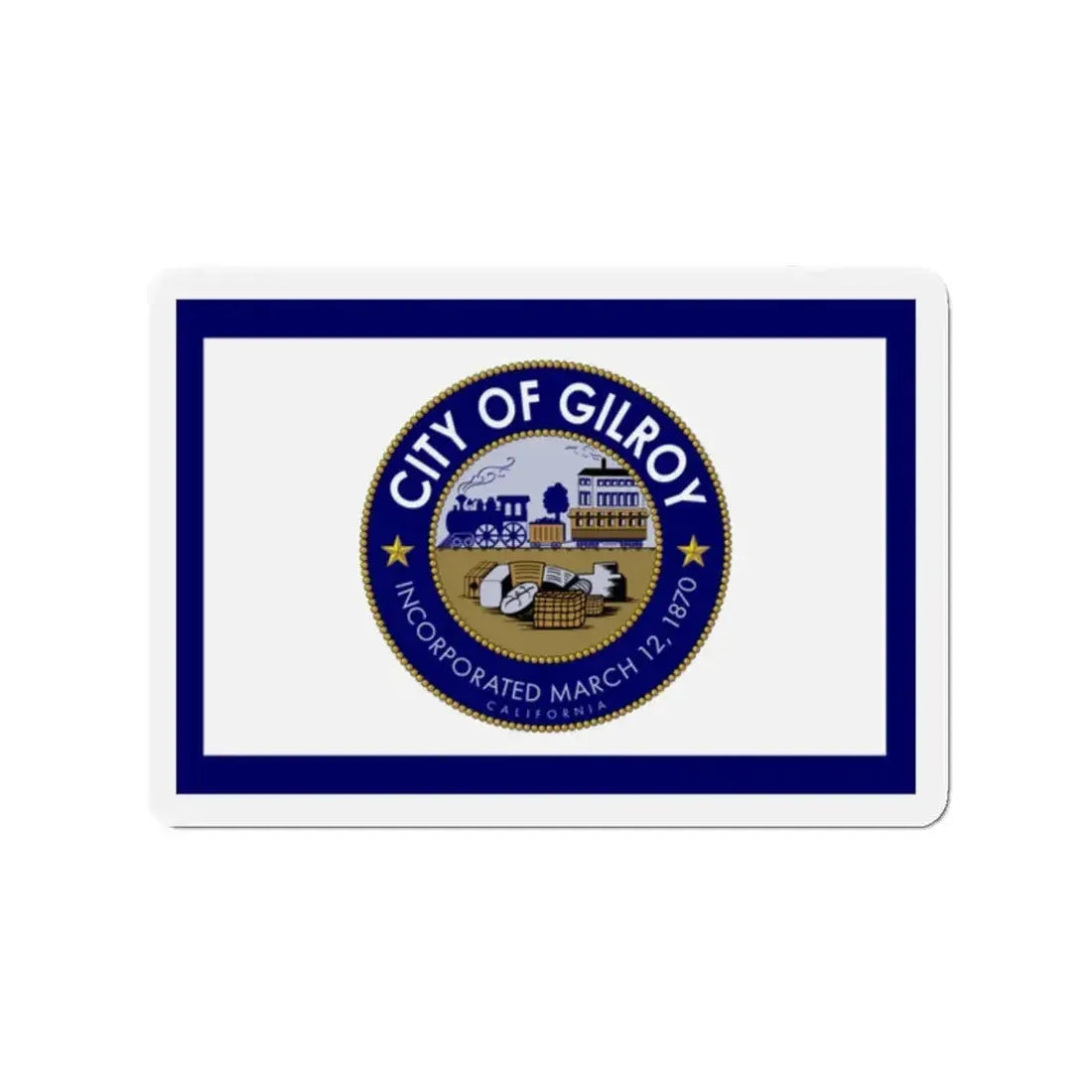 Flag of Gilroy California - Refrigerator Magnet 2 Inch - The Sticker Space