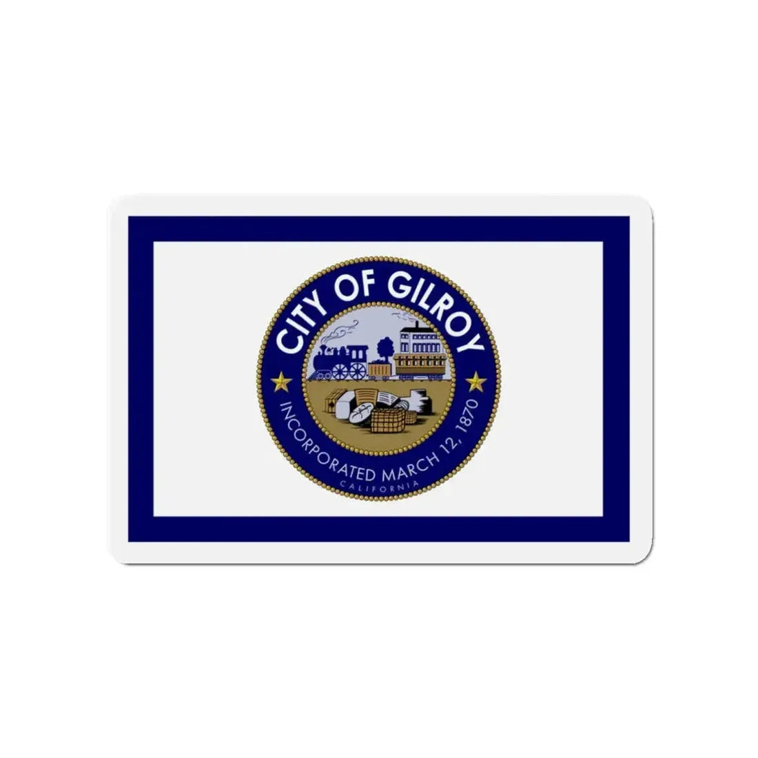 Flag of Gilroy California - Refrigerator Magnet 3 Inch - The Sticker Space