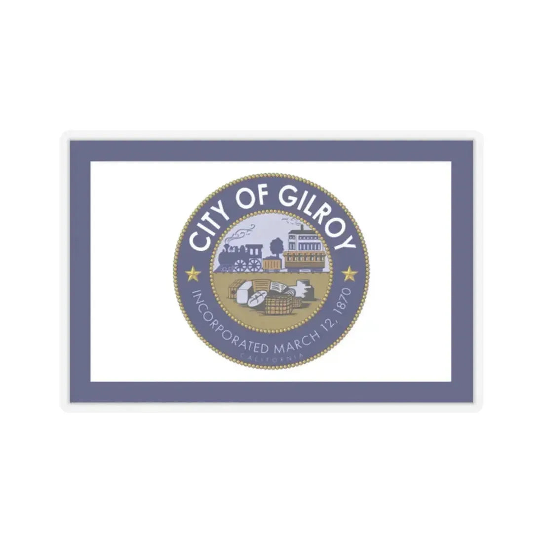 Flag of Gilroy, California - STICKER Vinyl Kiss-Cut Decal 2 Inch Transparent - The Sticker Space