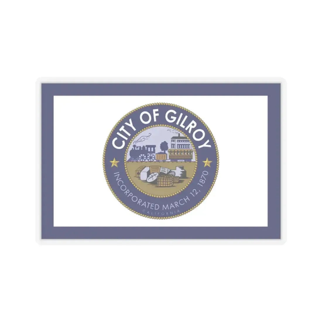 Flag of Gilroy, California - STICKER Vinyl Kiss-Cut Decal 3 Inch Transparent - The Sticker Space