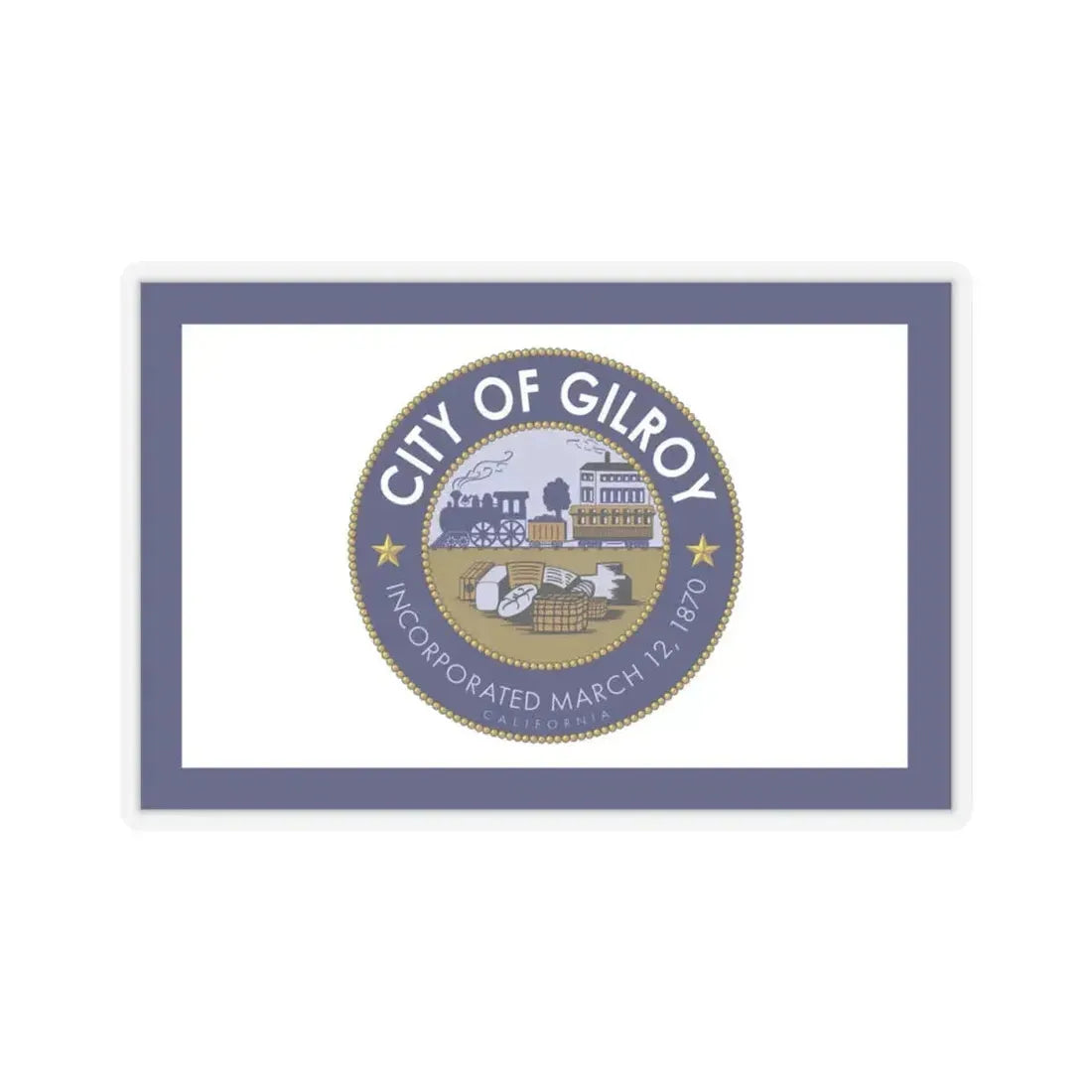 Flag of Gilroy, California - STICKER Vinyl Kiss-Cut Decal 4 Inch Transparent - The Sticker Space