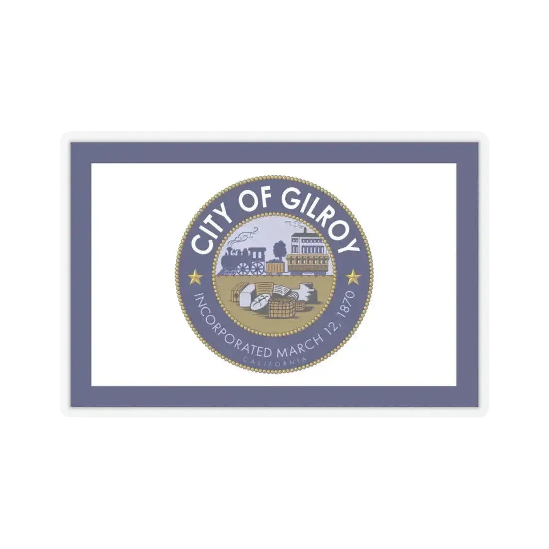 Flag of Gilroy, California - STICKER Vinyl Kiss-Cut Decal 6 Inch Transparent - The Sticker Space