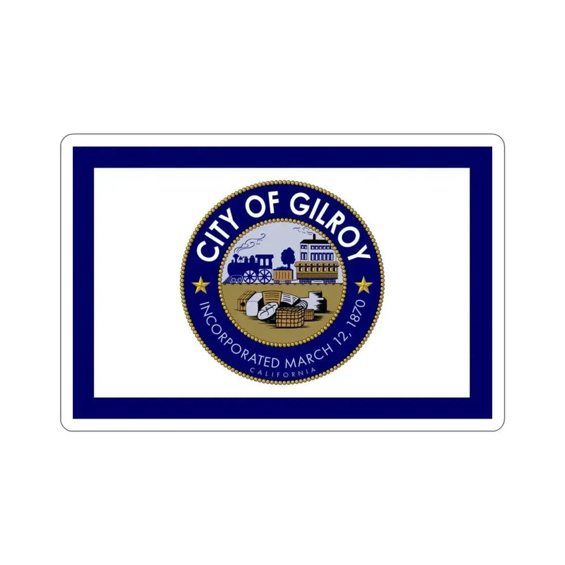 Flag of Gilroy California USA STICKER Vinyl Die-Cut Decal 4 Inch - The Sticker Space