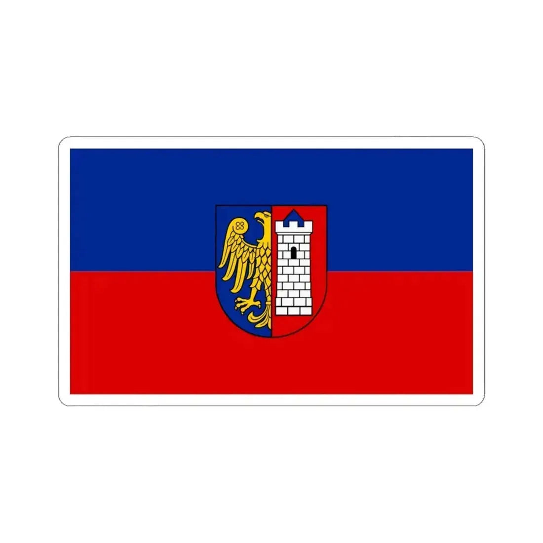 Flag of Gliwice Poland - STICKER Vinyl Kiss-Cut Decal 4 Inch White - The Sticker Space