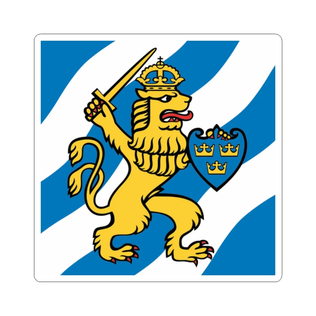 Flag of Gothenburg (Sweden) STICKER Vinyl Kiss-Cut Decal 2 Inch White - The Sticker Space