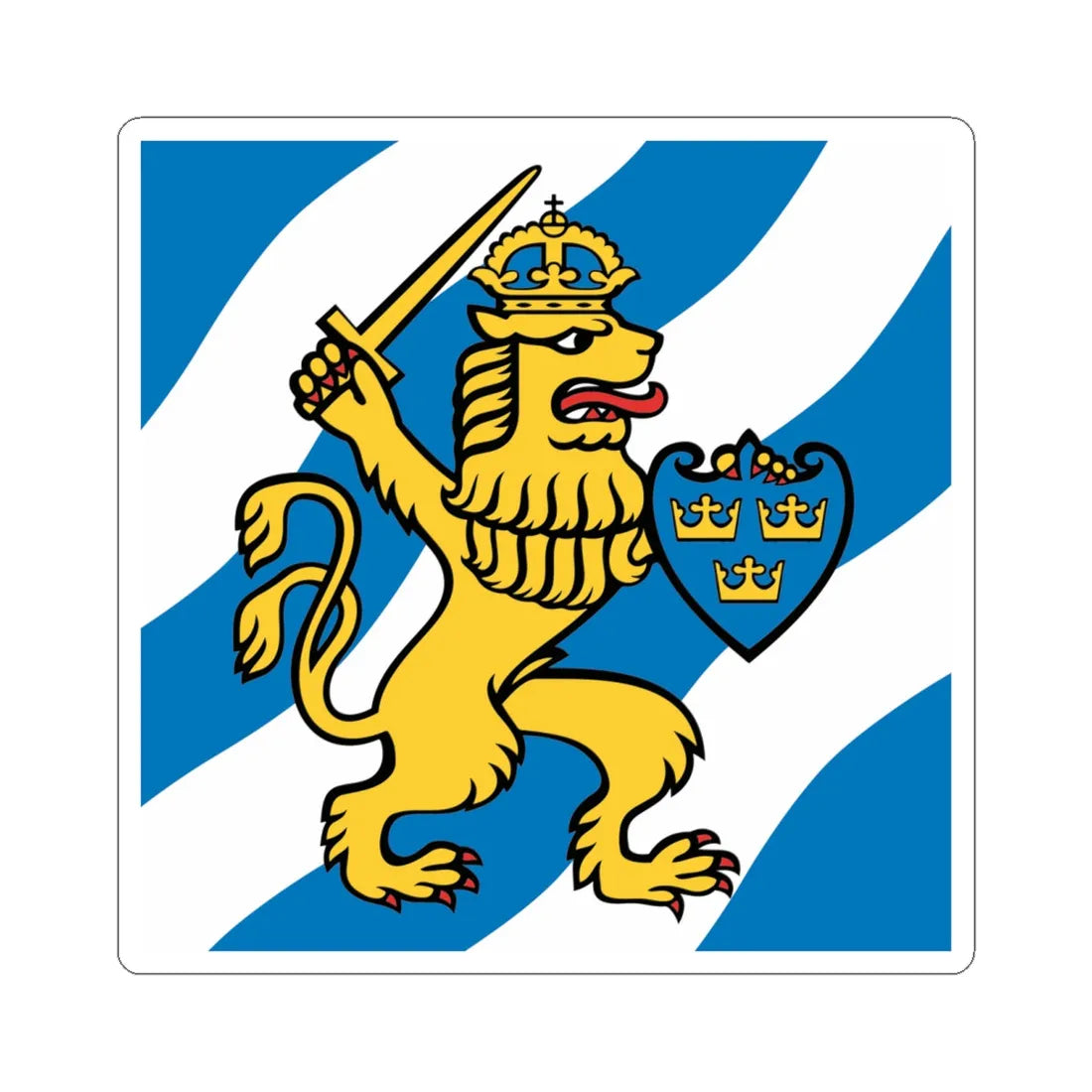Flag of Gothenburg (Sweden) STICKER Vinyl Kiss-Cut Decal 6 Inch White - The Sticker Space