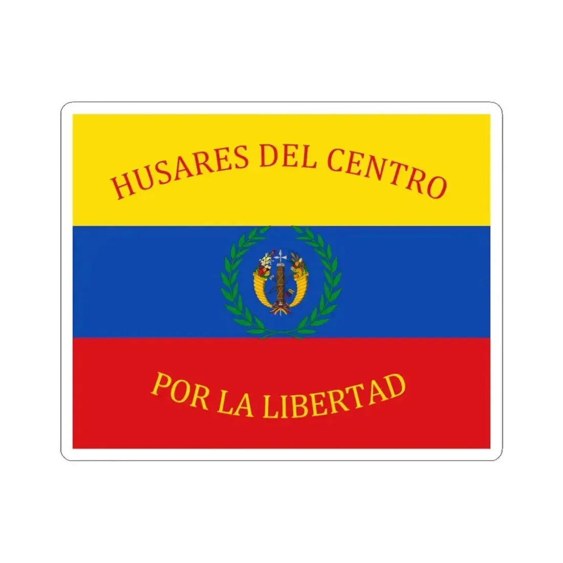 Flag of Gran Colombia Husares del Centro (Colombia) STICKER Vinyl Kiss-Cut Decal 3 Inch White - The Sticker Space