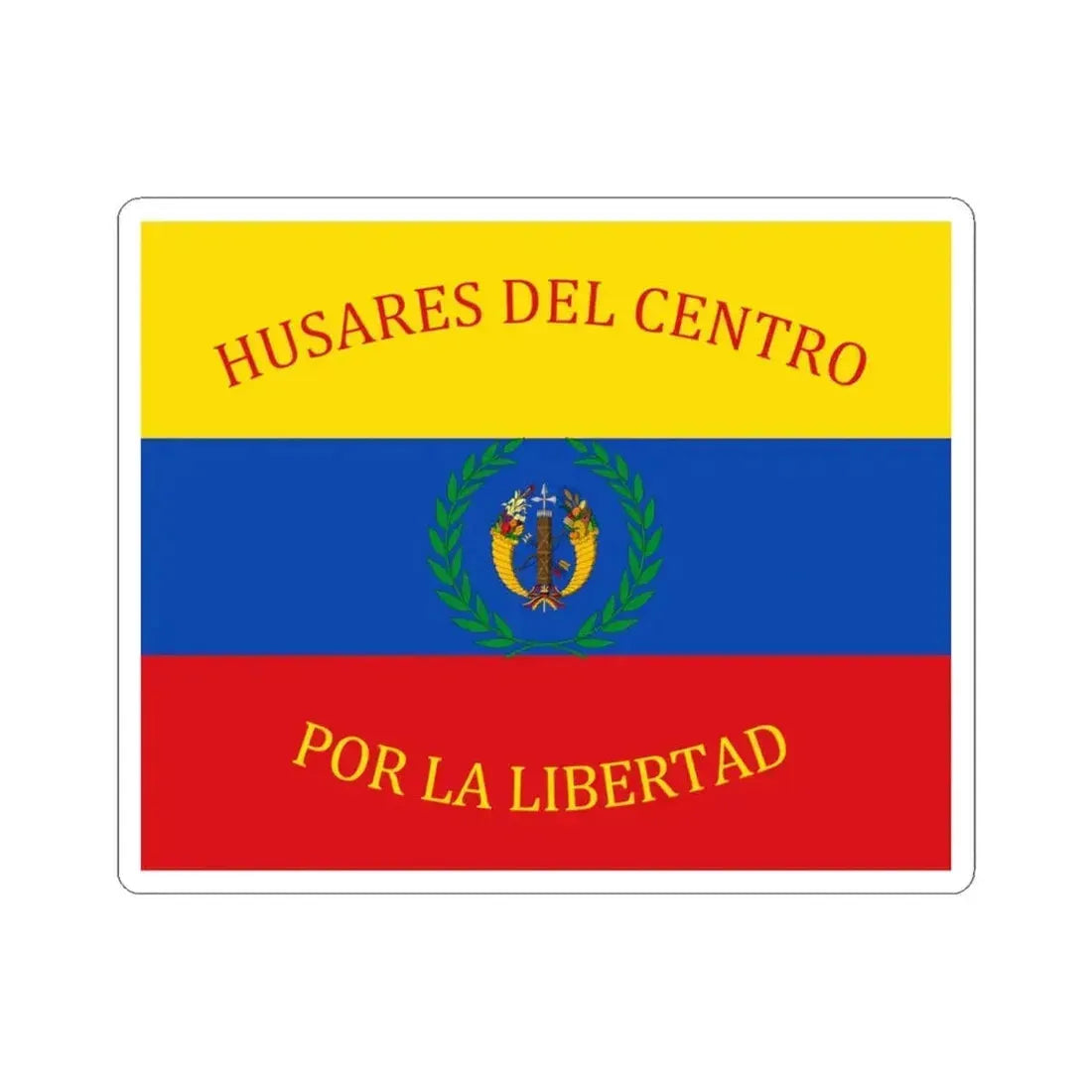 Flag of Gran Colombia Husares del Centro (Colombia) STICKER Vinyl Kiss-Cut Decal 4 Inch White - The Sticker Space