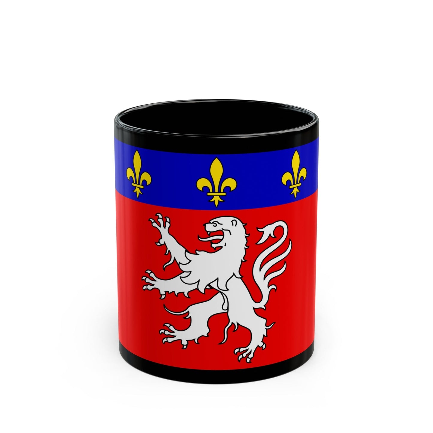 Flag of Grand Lyon France 2 - Black Coffee Mug-11oz-The Sticker Space