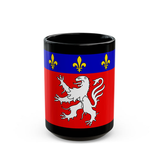 Flag of Grand Lyon France 2 - Black Coffee Mug-15oz-The Sticker Space