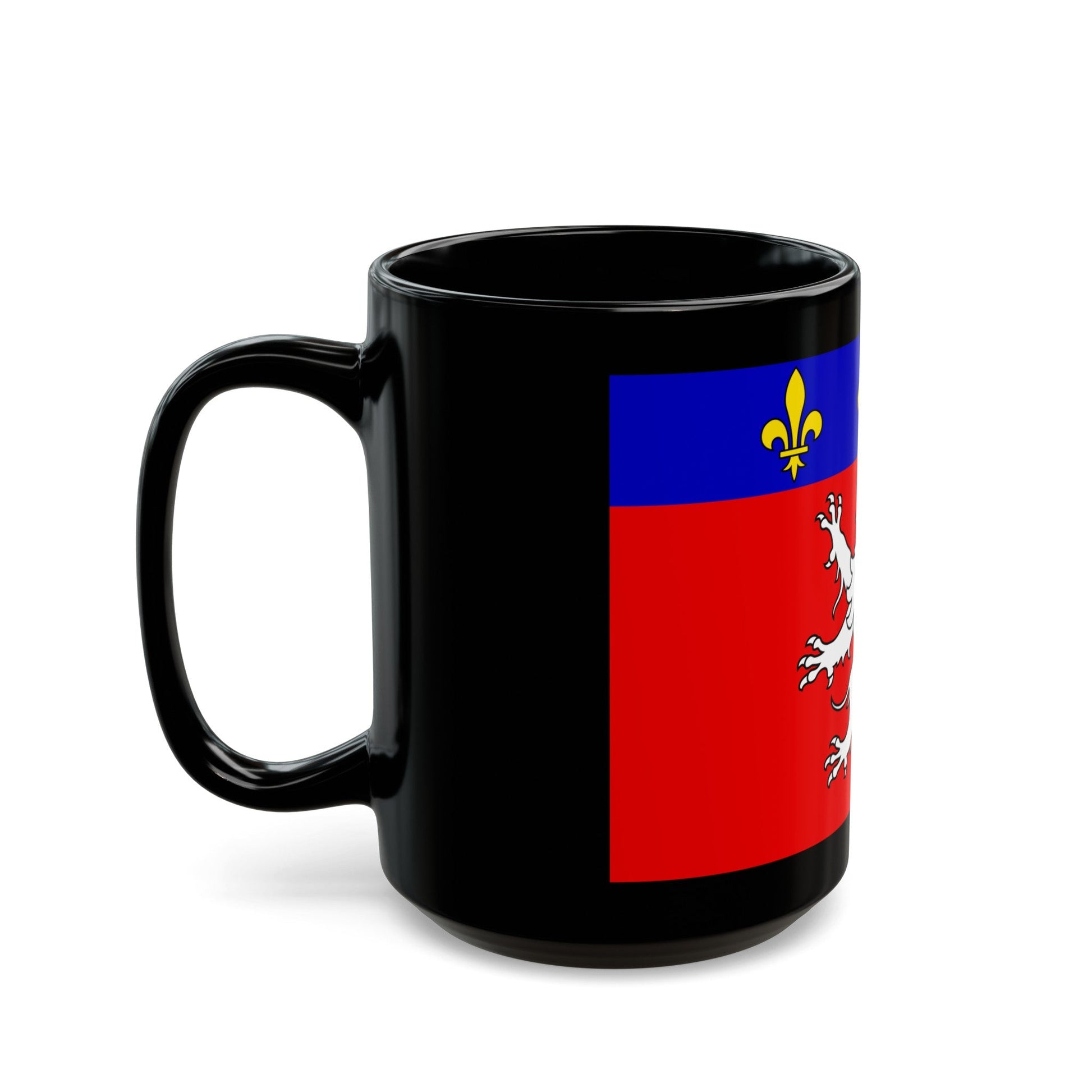 Flag of Grand Lyon France 2 - Black Coffee Mug-The Sticker Space