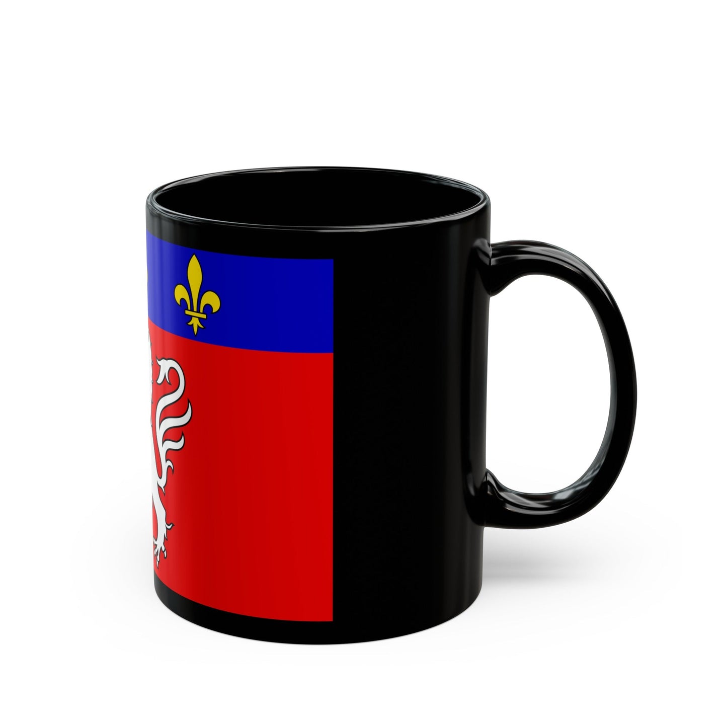 Flag of Grand Lyon France 2 - Black Coffee Mug-The Sticker Space