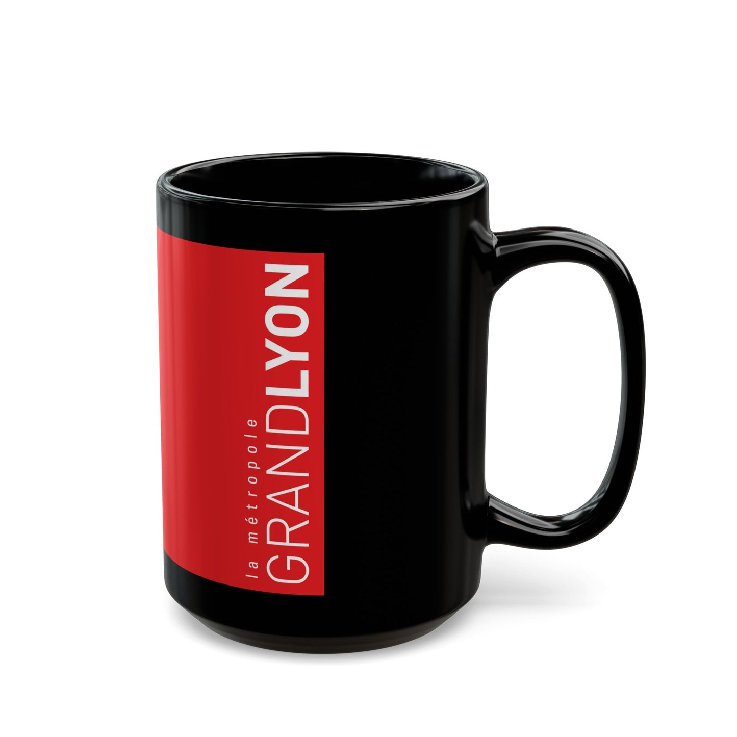 Flag of Grand Lyon France - Black Coffee Mug-The Sticker Space