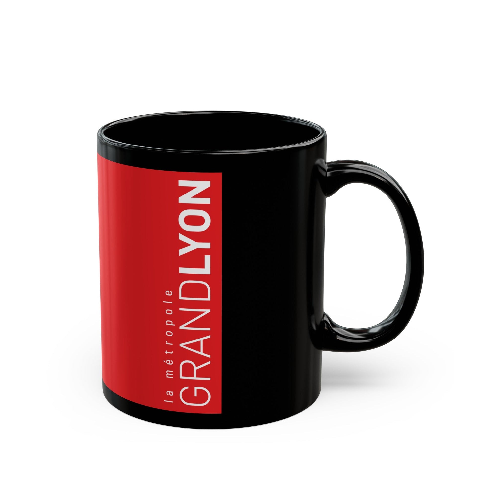 Flag of Grand Lyon France - Black Coffee Mug-The Sticker Space