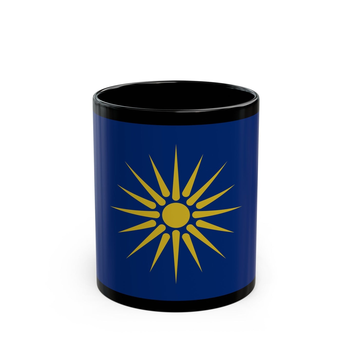 Flag of Greek Macedonia Greece - Black Coffee Mug-11oz-The Sticker Space