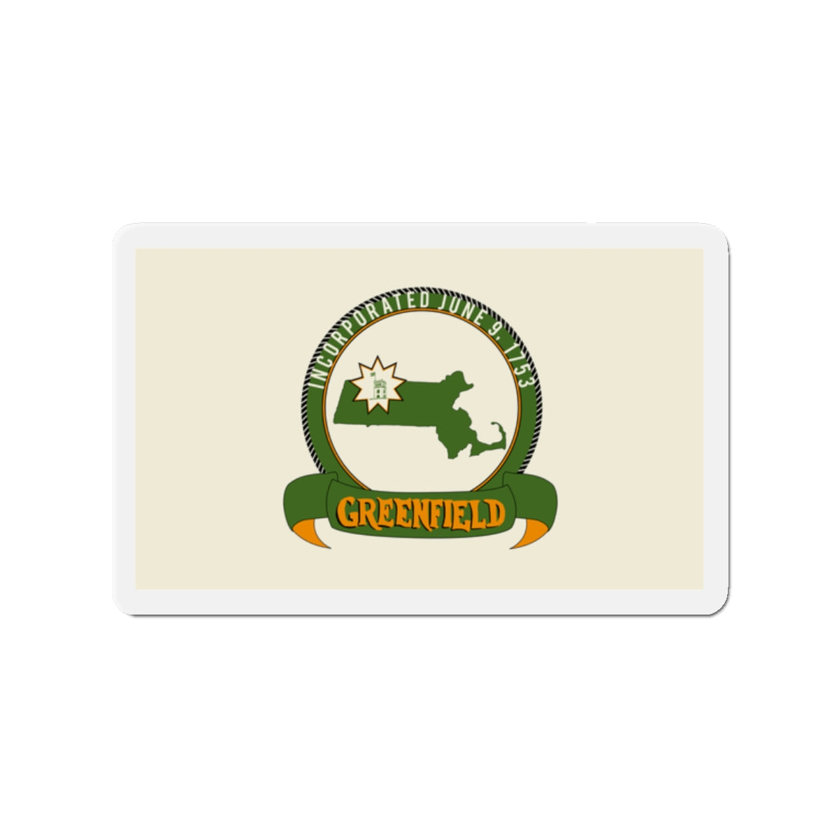 Flag of Greenfield Massachusetts - Die-Cut Magnet-2" x 2"-The Sticker Space