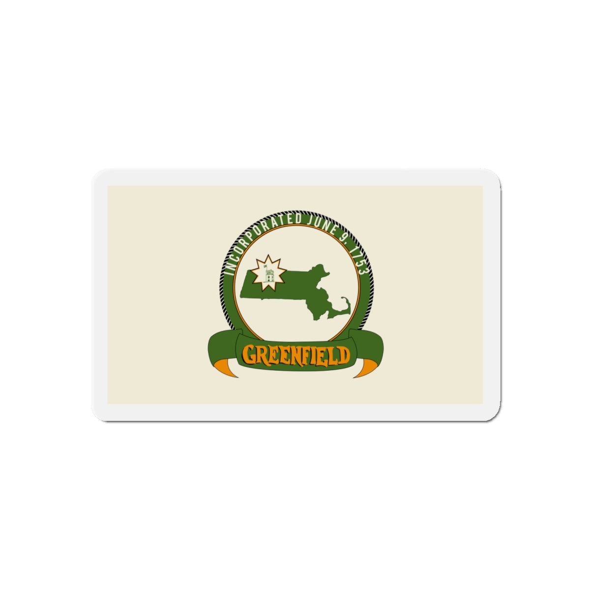 Flag of Greenfield Massachusetts - Die-Cut Magnet-5" x 5"-The Sticker Space