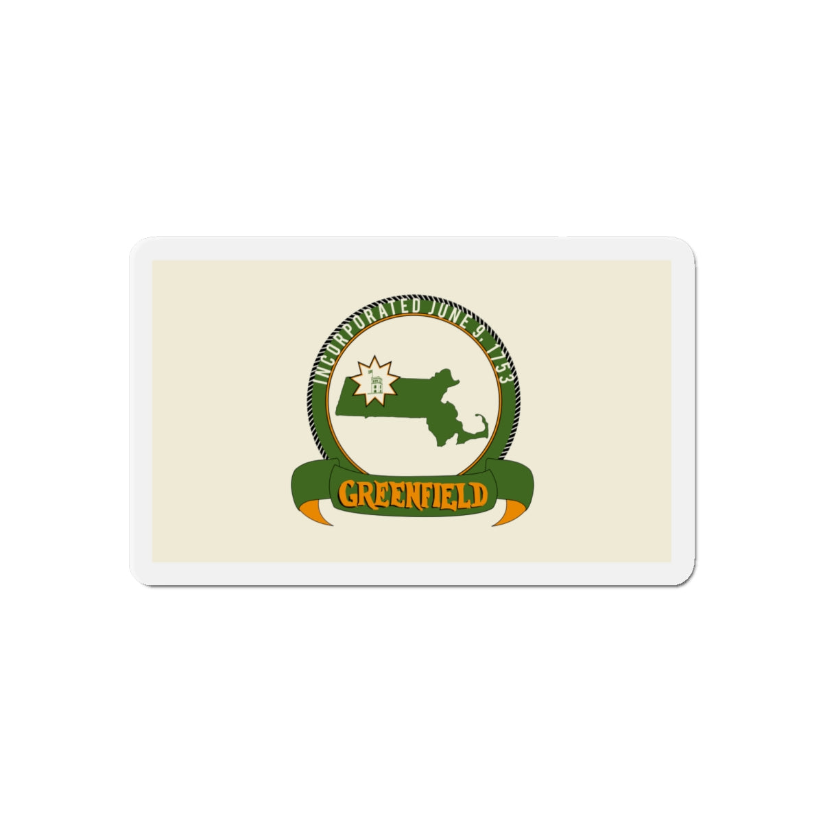 Flag of Greenfield Massachusetts - Die-Cut Magnet-6 × 6"-The Sticker Space