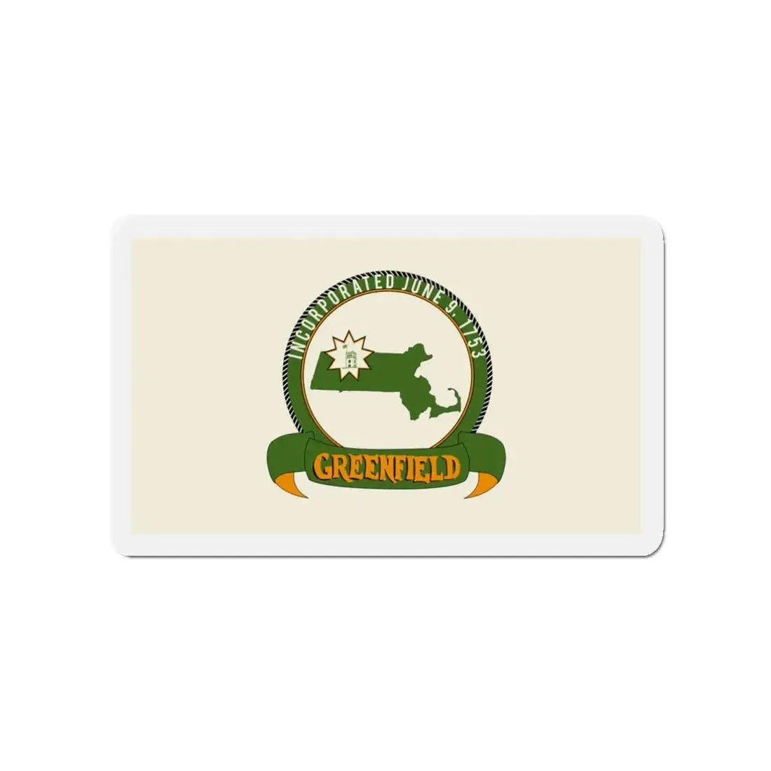 Flag of Greenfield Massachusetts - Refrigerator Magnet 3 Inch - The Sticker Space