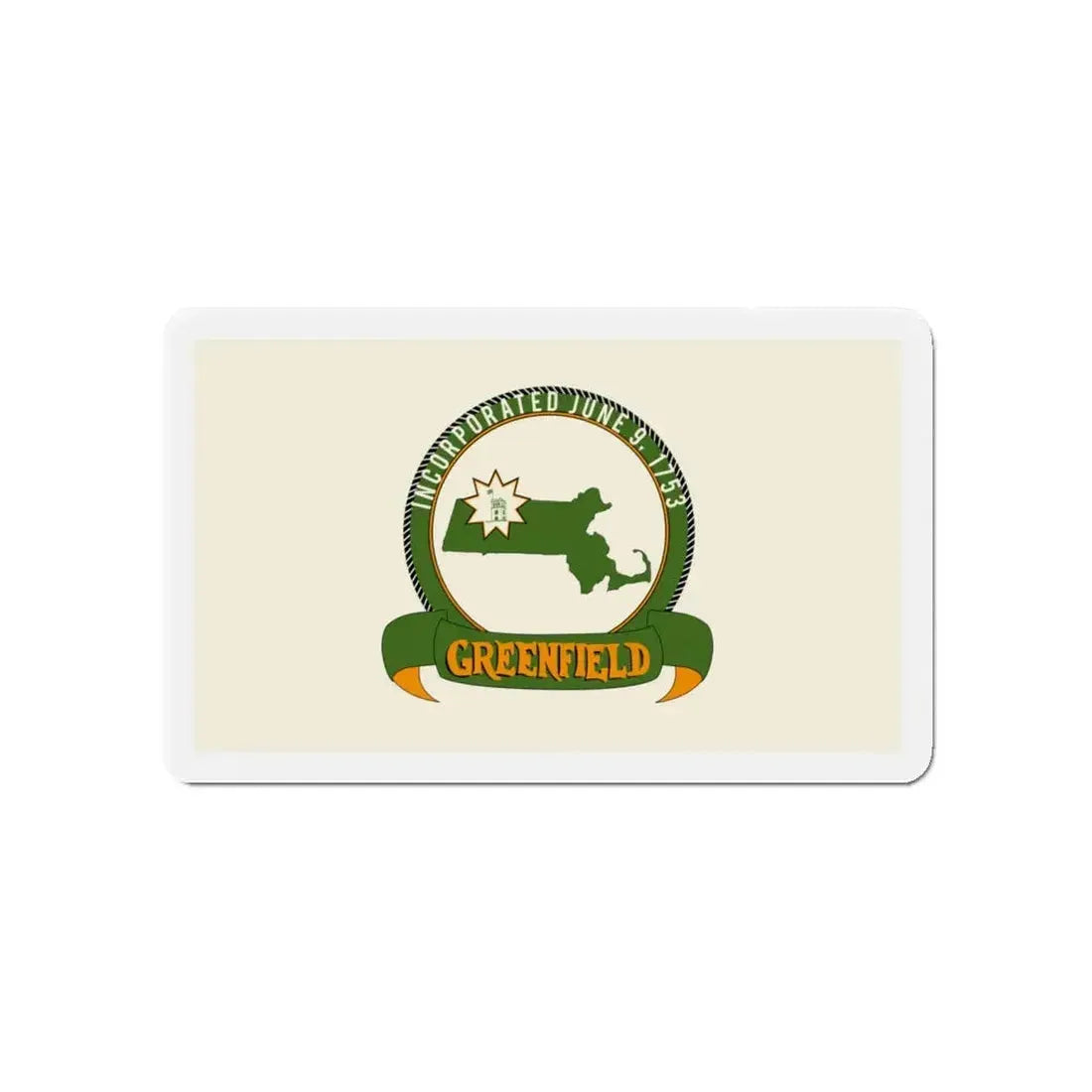Flag of Greenfield Massachusetts - Refrigerator Magnet 4 Inch - The Sticker Space