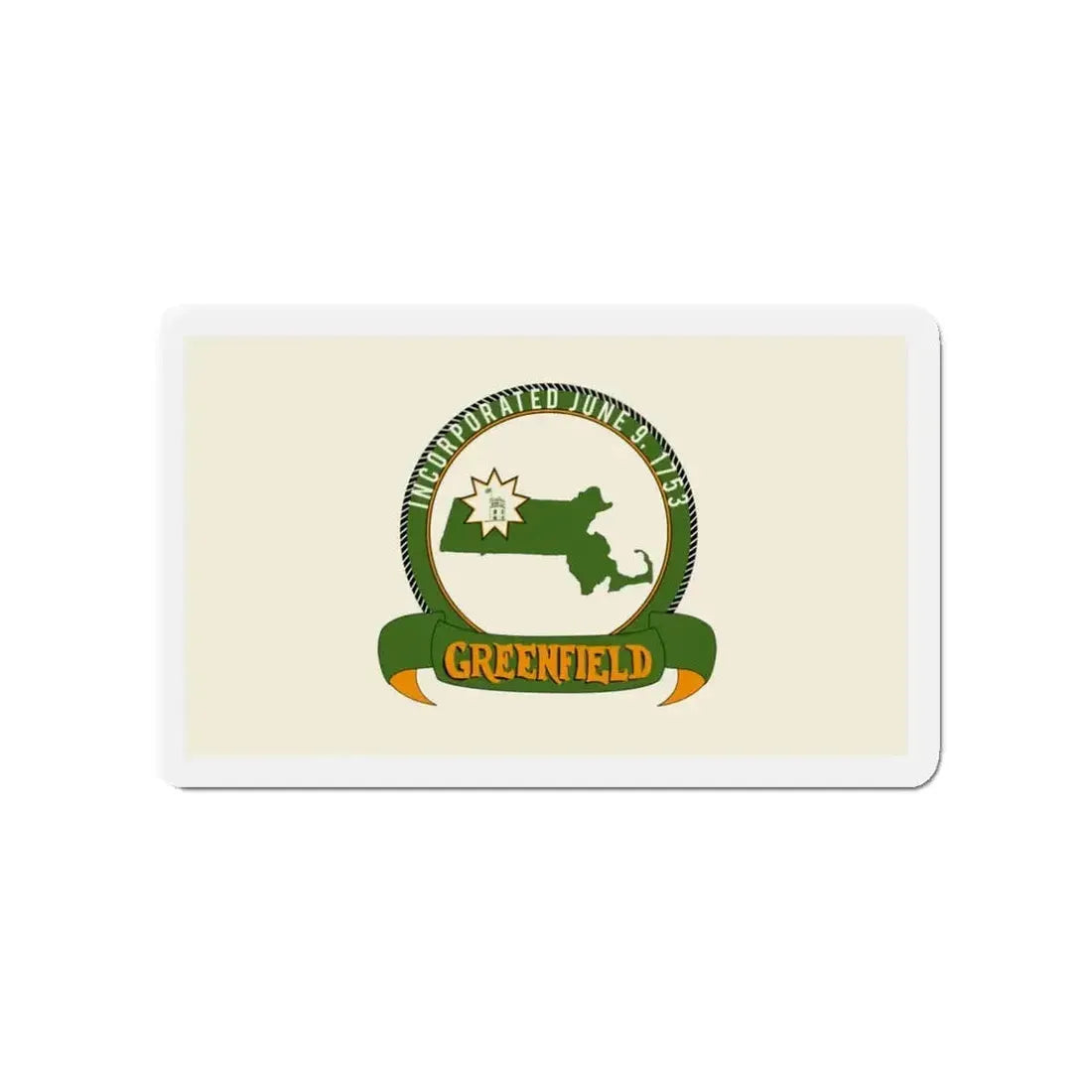 Flag of Greenfield Massachusetts - Refrigerator Magnet - The Sticker Space