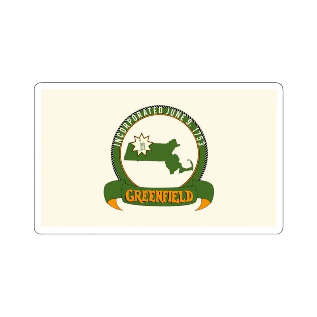 Flag of Greenfield, Massachusetts - STICKER Vinyl Kiss-Cut Decal 2 Inch White - The Sticker Space