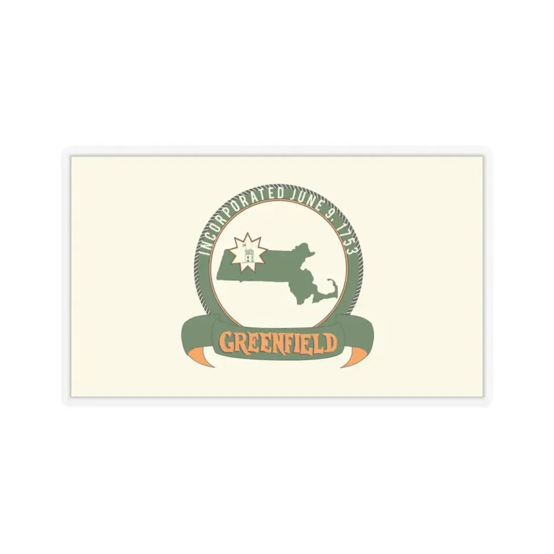 Flag of Greenfield, Massachusetts - STICKER Vinyl Kiss-Cut Decal 3 Inch Transparent - The Sticker Space