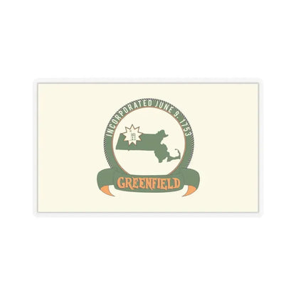 Flag of Greenfield, Massachusetts - STICKER Vinyl Kiss-Cut Decal 3 Inch Transparent - The Sticker Space