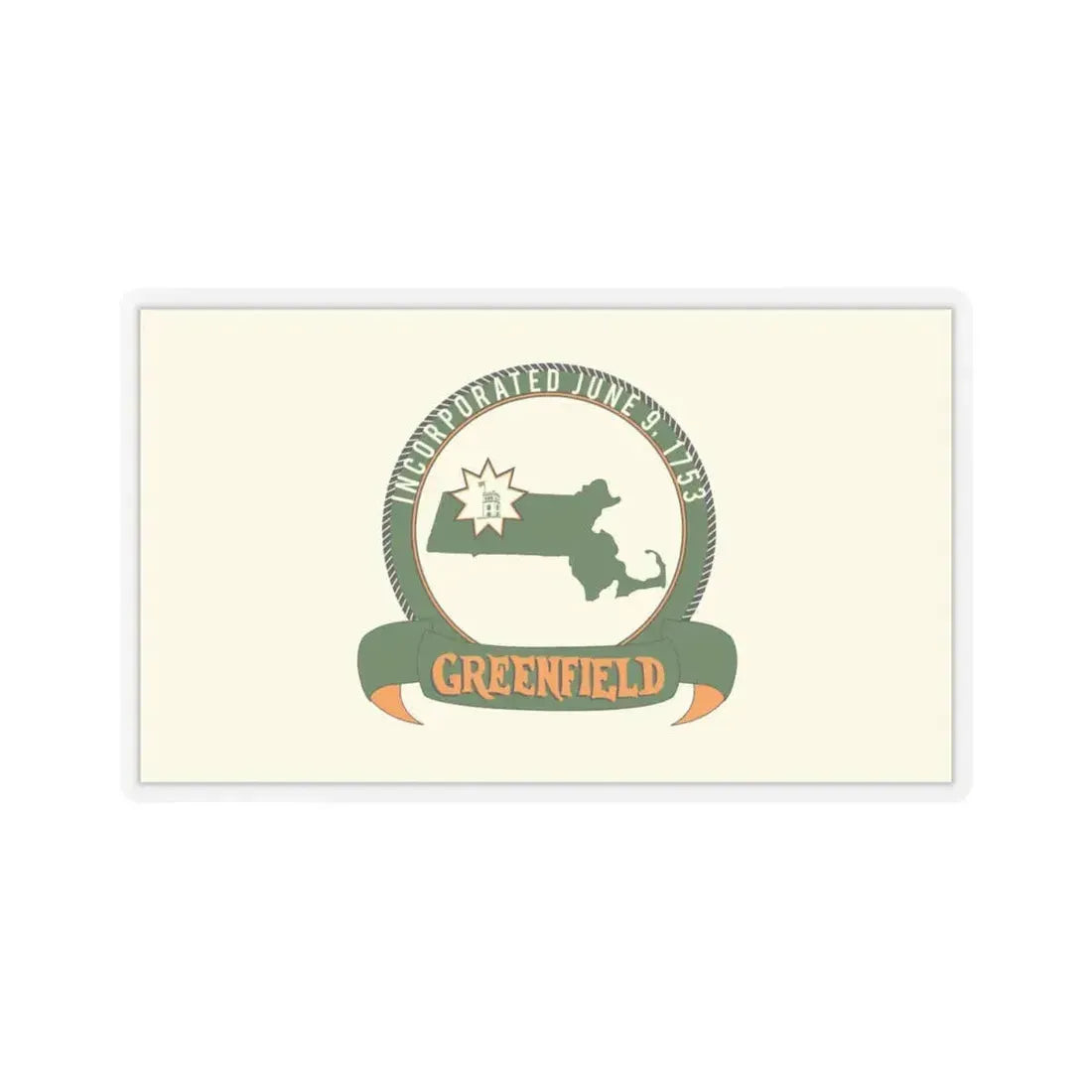 Flag of Greenfield, Massachusetts - STICKER Vinyl Kiss-Cut Decal 4 Inch Transparent - The Sticker Space