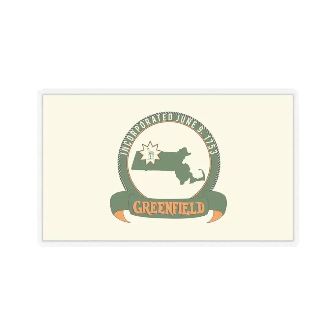 Flag of Greenfield, Massachusetts - STICKER Vinyl Kiss-Cut Decal 6 Inch Transparent - The Sticker Space
