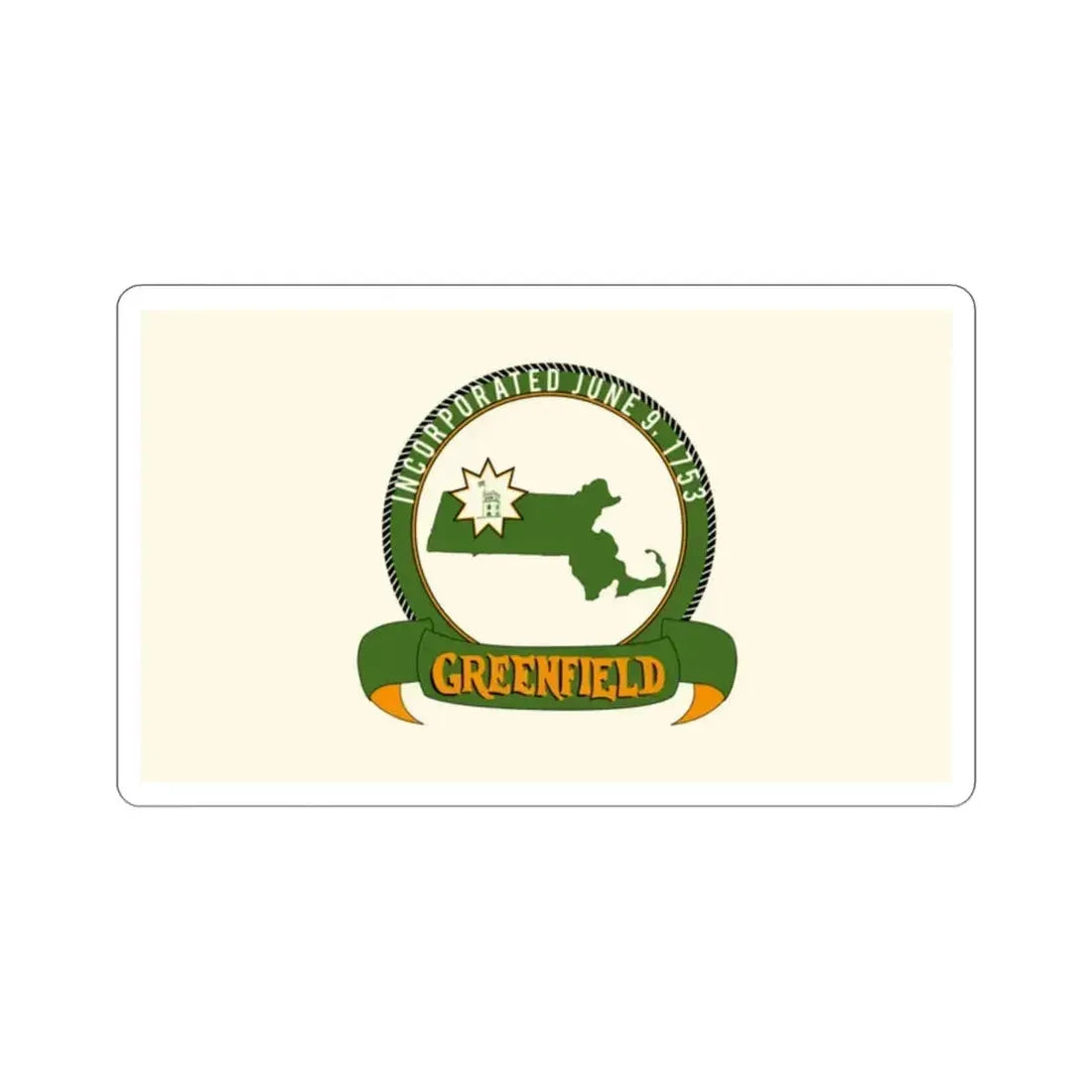 Flag of Greenfield Massachusetts USA STICKER Vinyl Die-Cut Decal 2 Inch - The Sticker Space
