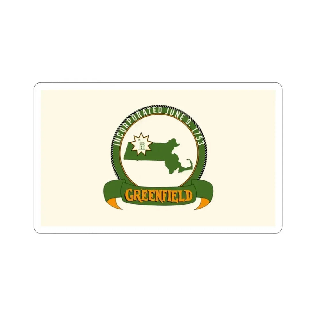 Flag of Greenfield Massachusetts USA STICKER Vinyl Die-Cut Decal 2 Inch - The Sticker Space