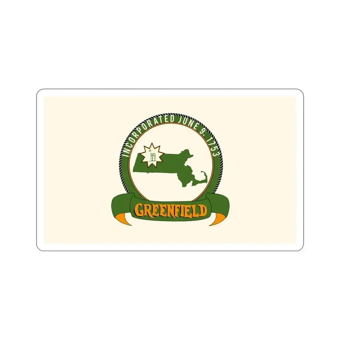 Flag of Greenfield Massachusetts USA STICKER Vinyl Die-Cut Decal 3 Inch - The Sticker Space