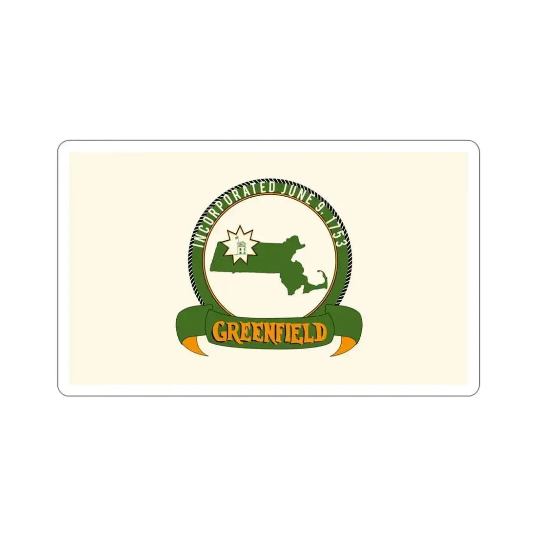 Flag of Greenfield Massachusetts USA STICKER Vinyl Die-Cut Decal 4 Inch - The Sticker Space