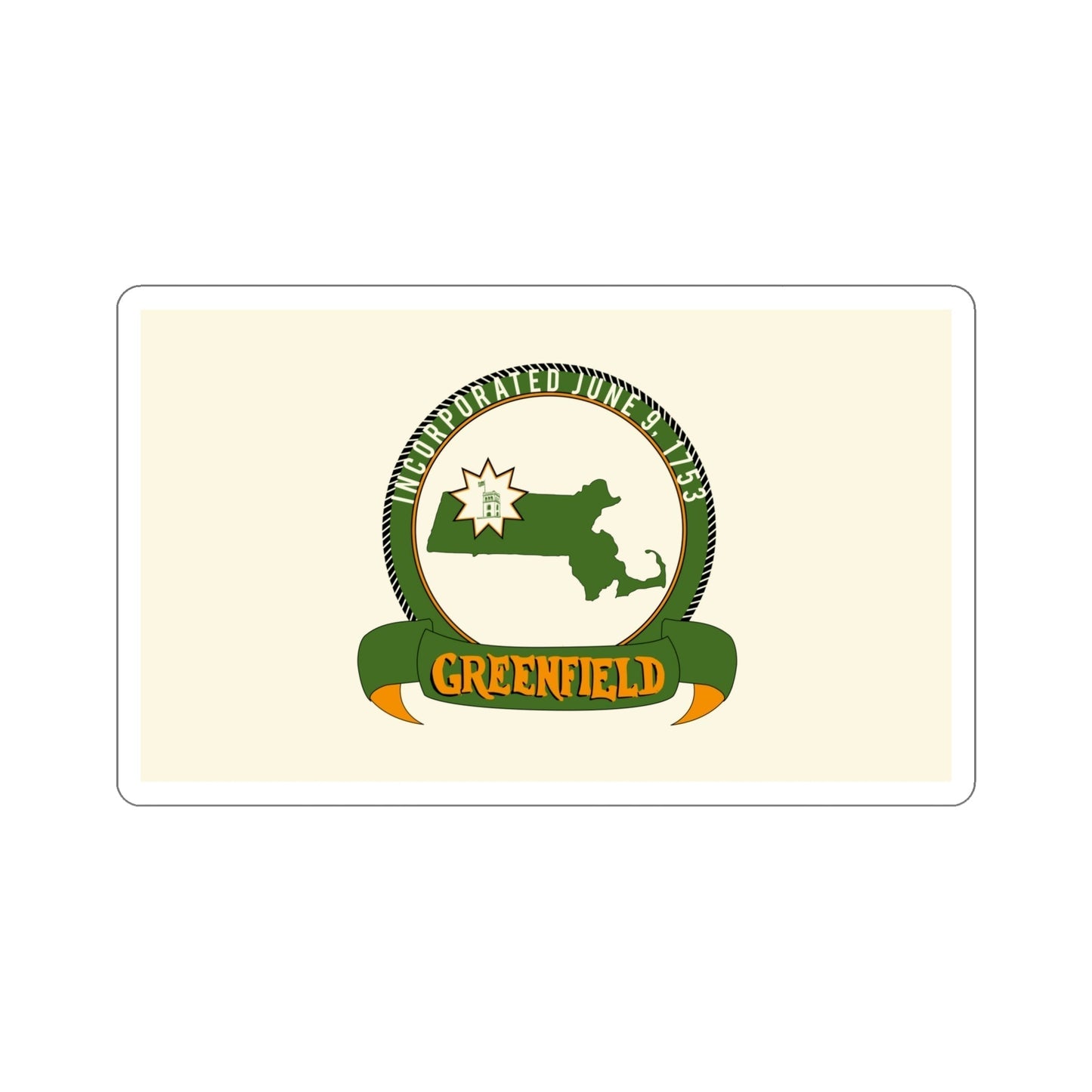 Flag of Greenfield Massachusetts USA STICKER Vinyl Die-Cut Decal-5 Inch-The Sticker Space