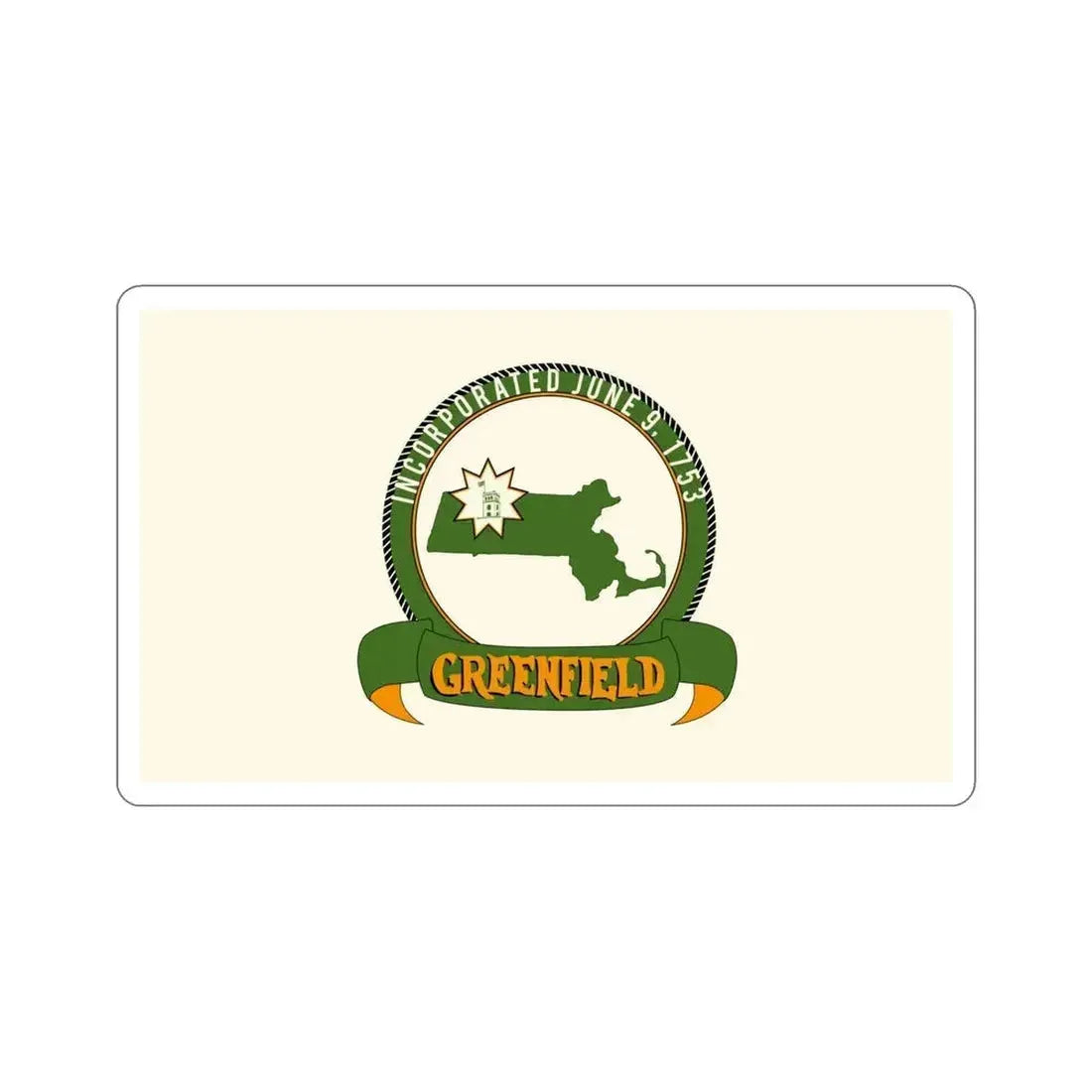 Flag of Greenfield Massachusetts USA STICKER Vinyl Die-Cut Decal 5 Inch - The Sticker Space
