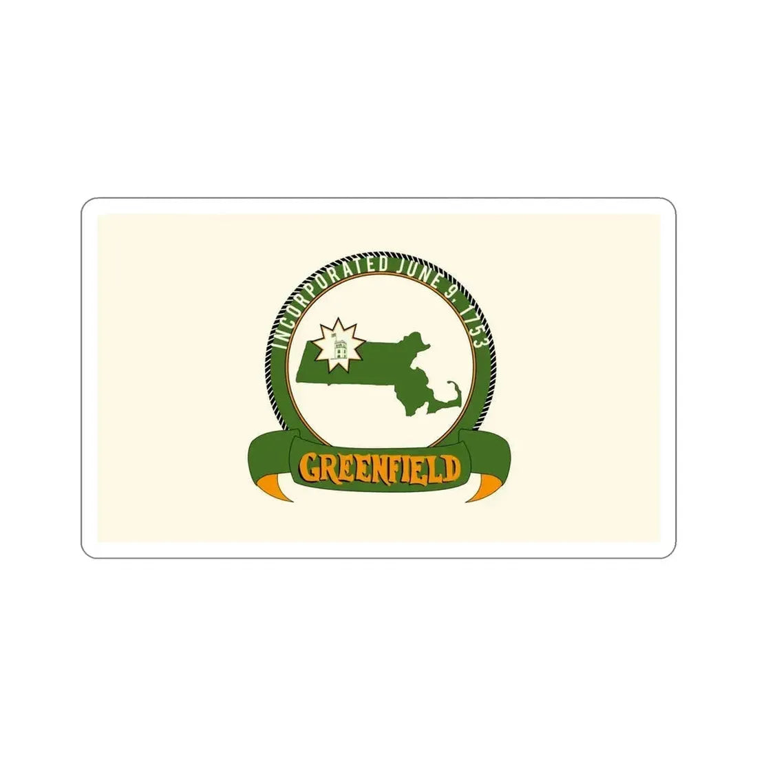 Flag of Greenfield Massachusetts USA STICKER Vinyl Die-Cut Decal 6 Inch - The Sticker Space