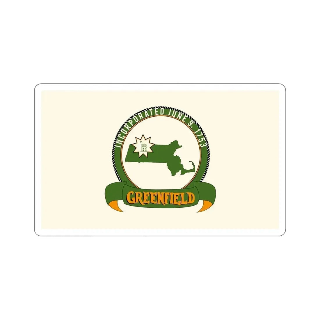 Flag of Greenfield Massachusetts USA STICKER Vinyl Die-Cut Decal - The Sticker Space