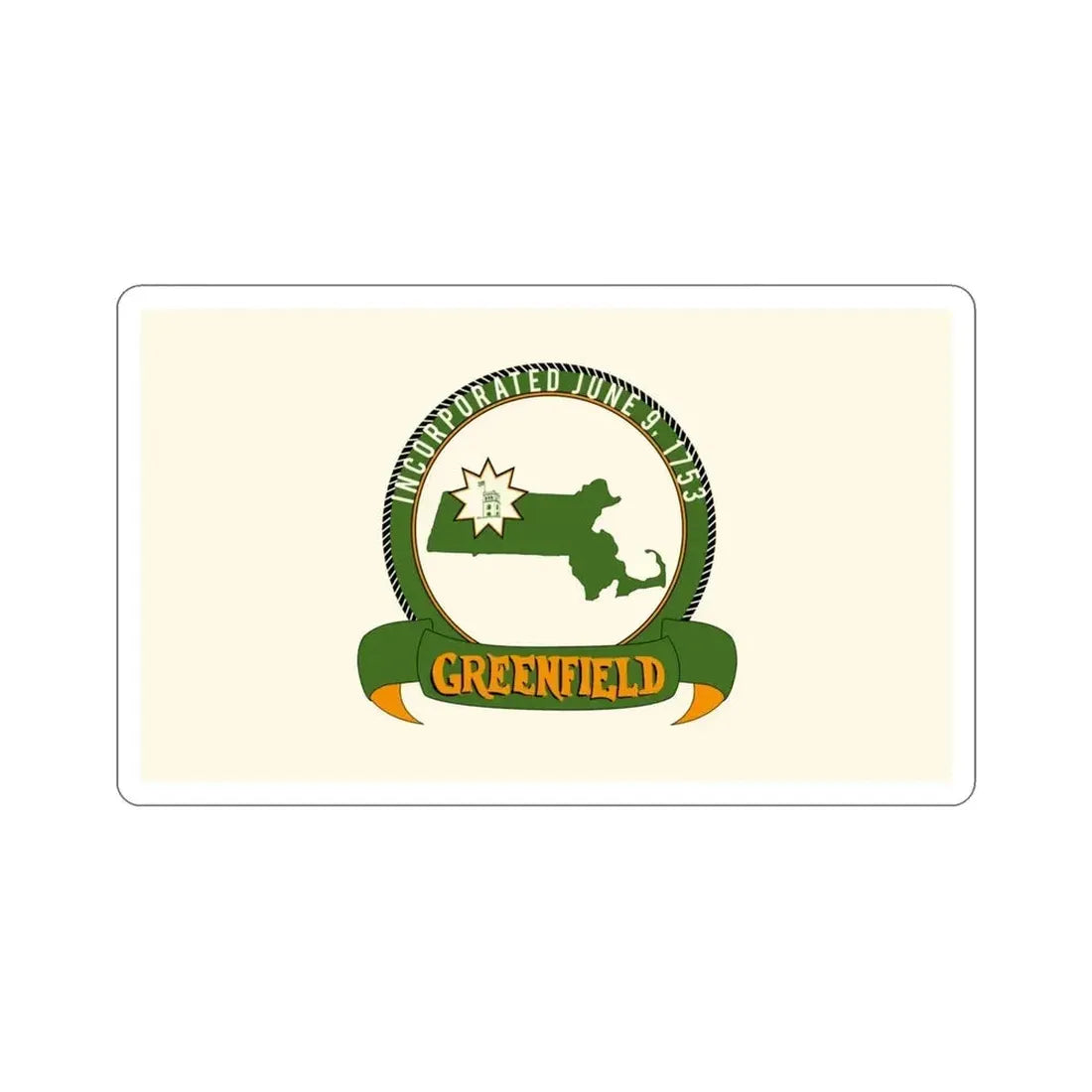 Flag of Greenfield Massachusetts USA STICKER Vinyl Die-Cut Decal - The Sticker Space