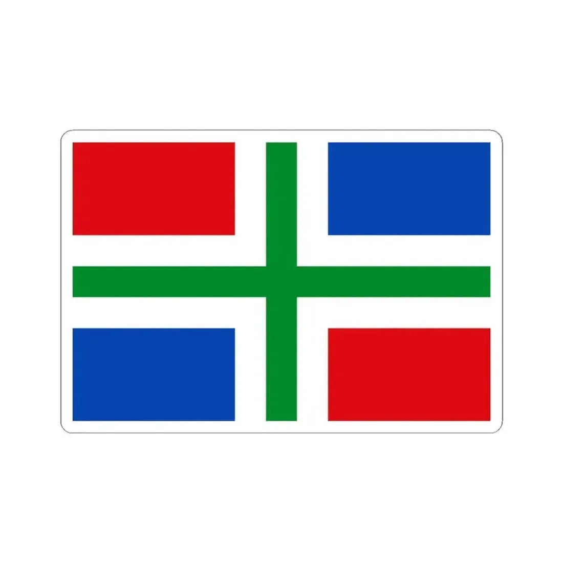 Flag of Groningen Netherlands - STICKER Vinyl Kiss-Cut Decal 4 Inch White - The Sticker Space