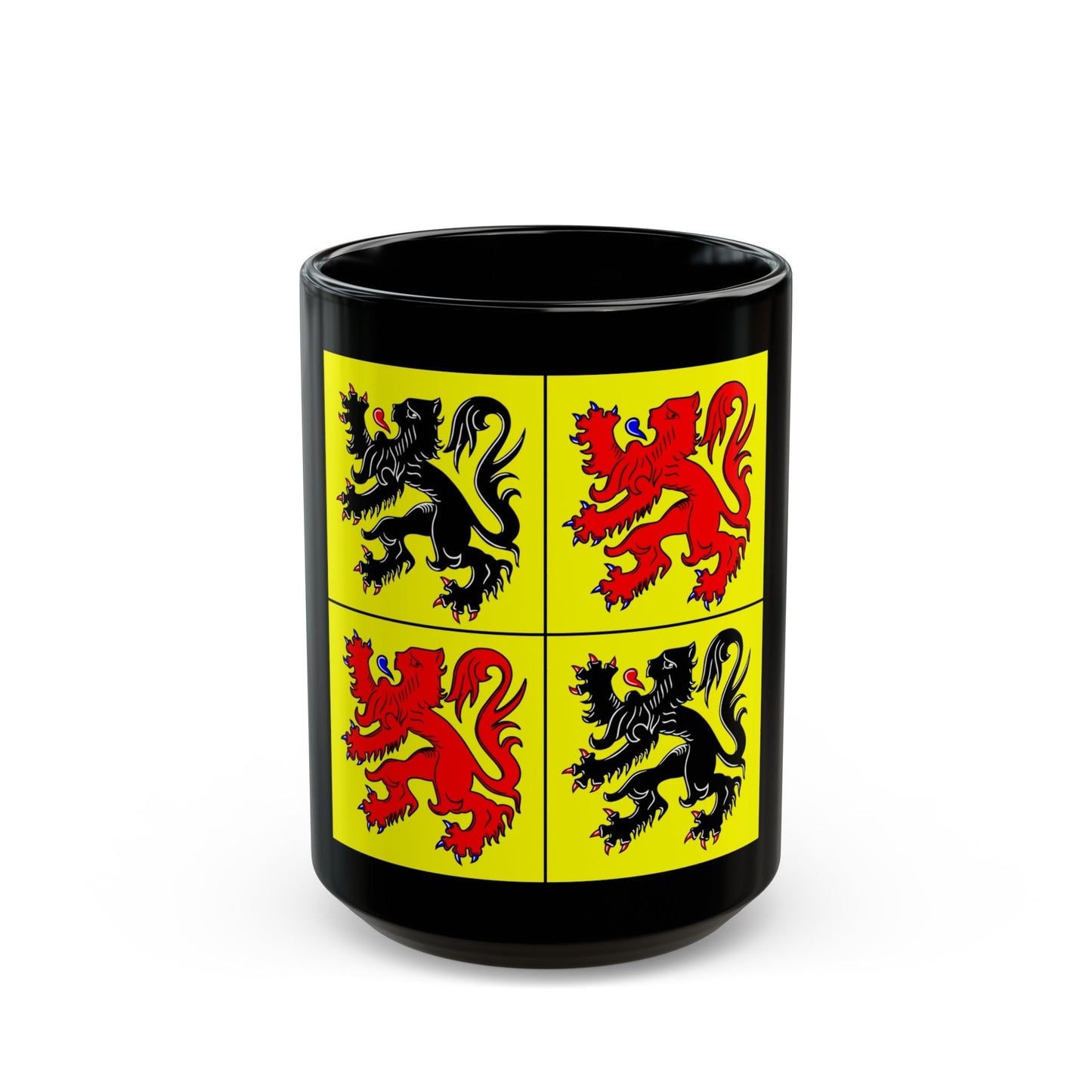 Flag of Hainaut Belgium - Black Coffee Mug-15oz-The Sticker Space