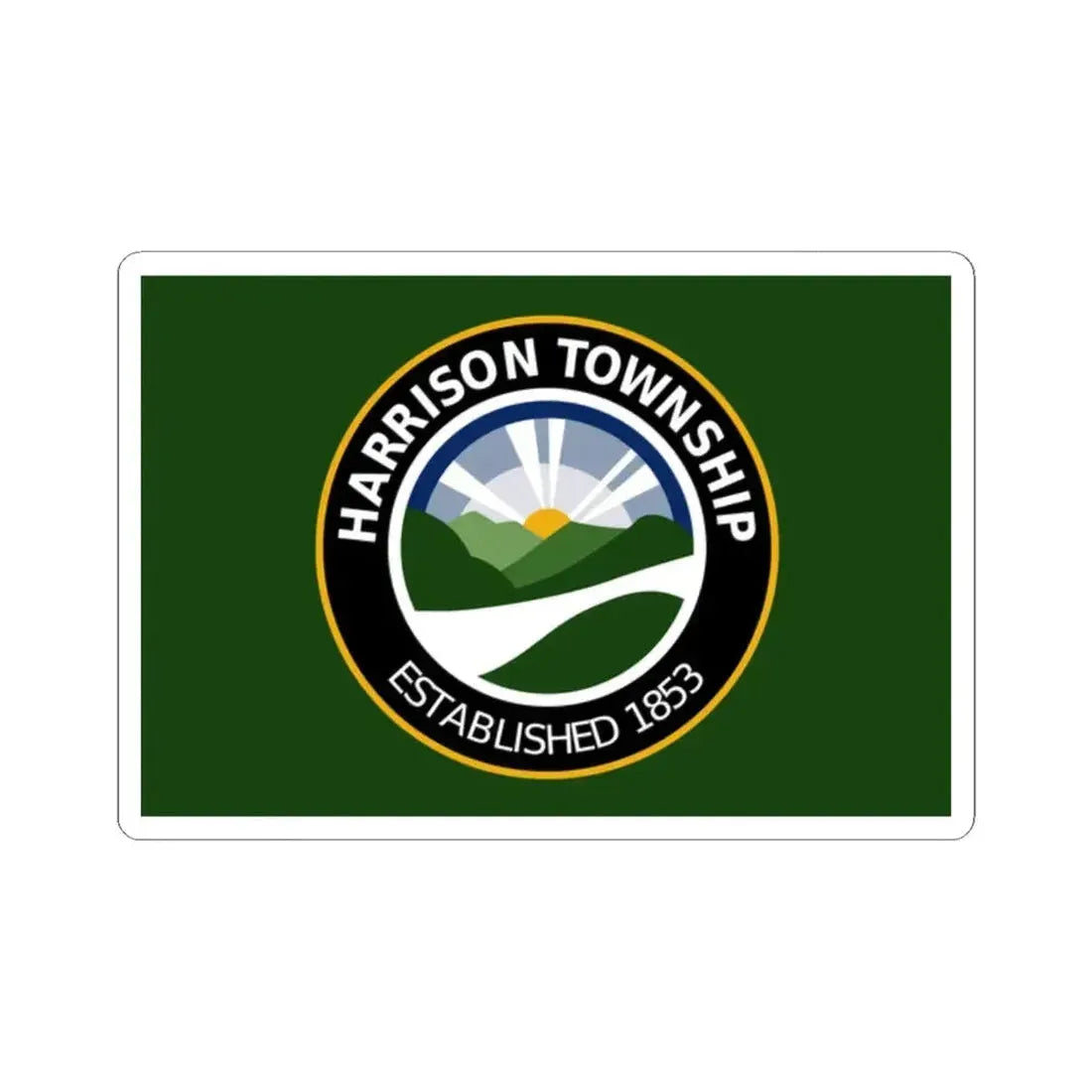 Flag of Harrison Township Ohio (United States) STICKER Vinyl Kiss-Cut Decal 2 Inch White - The Sticker Space