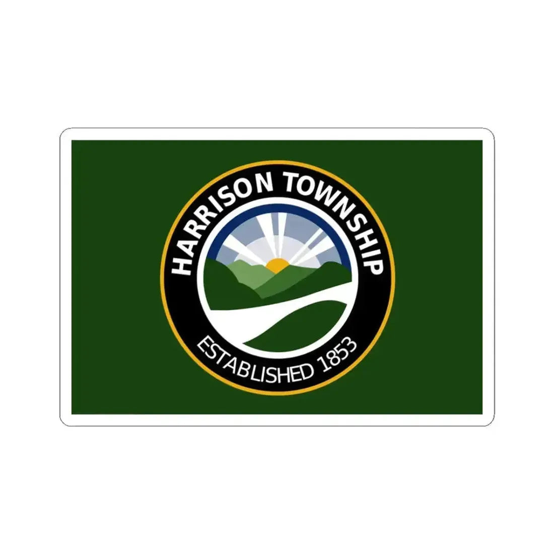 Flag of Harrison Township Ohio (United States) STICKER Vinyl Kiss-Cut Decal 3 Inch White - The Sticker Space
