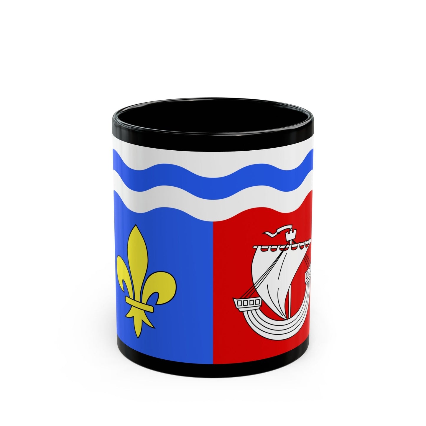 Flag of Hauts de Seine France 2 - Black Coffee Mug-11oz-The Sticker Space