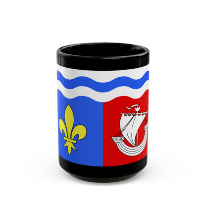 Flag of Hauts de Seine France 2 - Black Coffee Mug-15oz-The Sticker Space