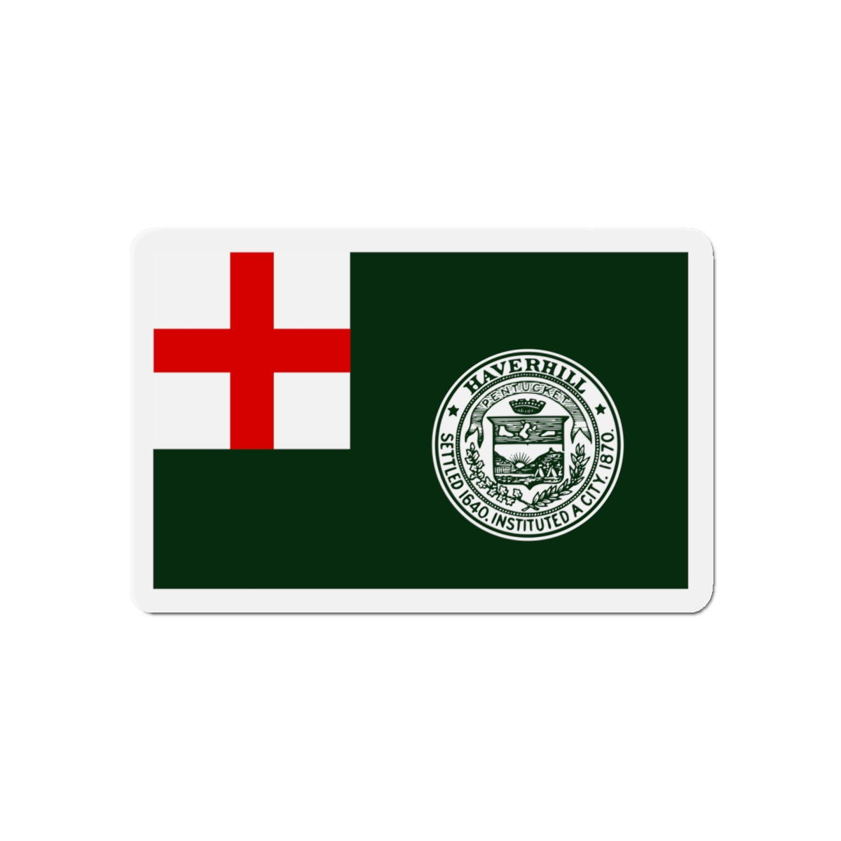 Flag of Haverhill Massachusetts - Die-Cut Magnet-5" x 5"-The Sticker Space