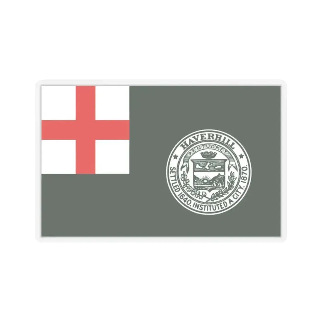 Flag of Haverhill, Massachusetts - STICKER Vinyl Kiss-Cut Decal 2 Inch Transparent - The Sticker Space