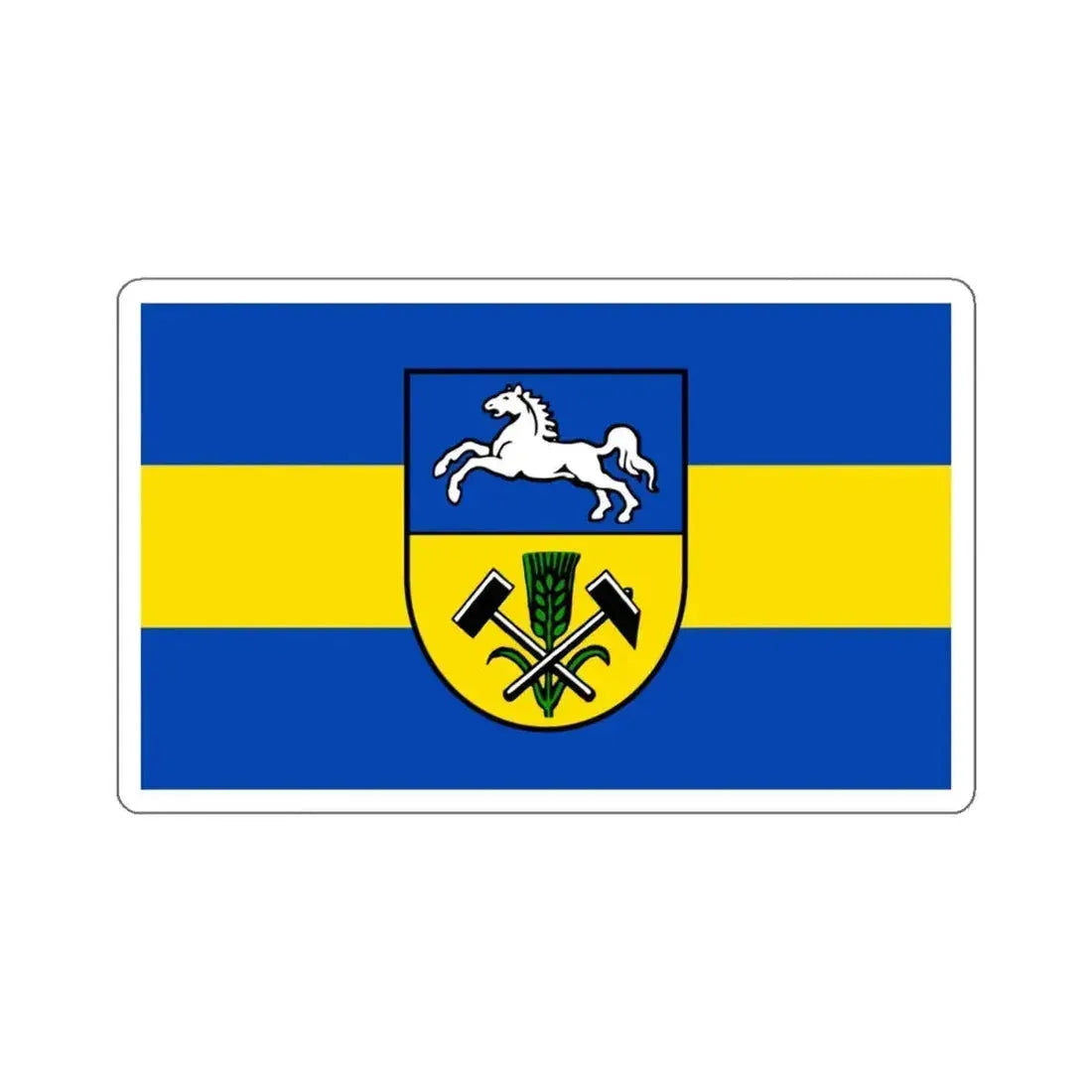 Flag of Helmstedt Germany - STICKER Vinyl Kiss-Cut Decal 4 Inch White - The Sticker Space