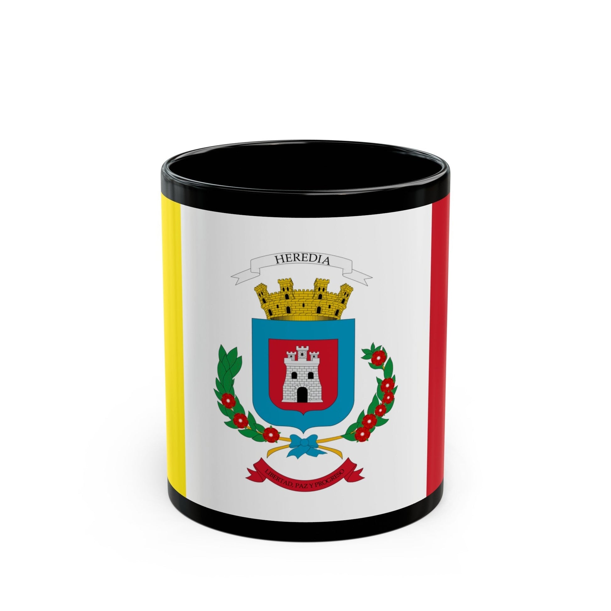 Flag of Heredia Province Costa Rica - Black Coffee Mug-11oz-The Sticker Space